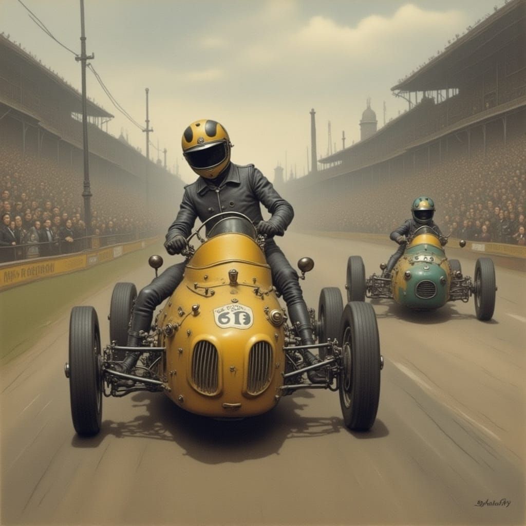 Intense Car Race with Nightmare Engine Aesthetic