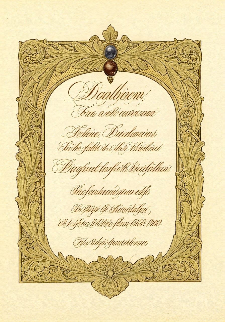 Diamond Wedding Anniversary Certificate in Historical Style