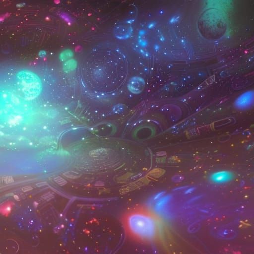 Psychedelic Galaxy Bubble Digital Matte Painting