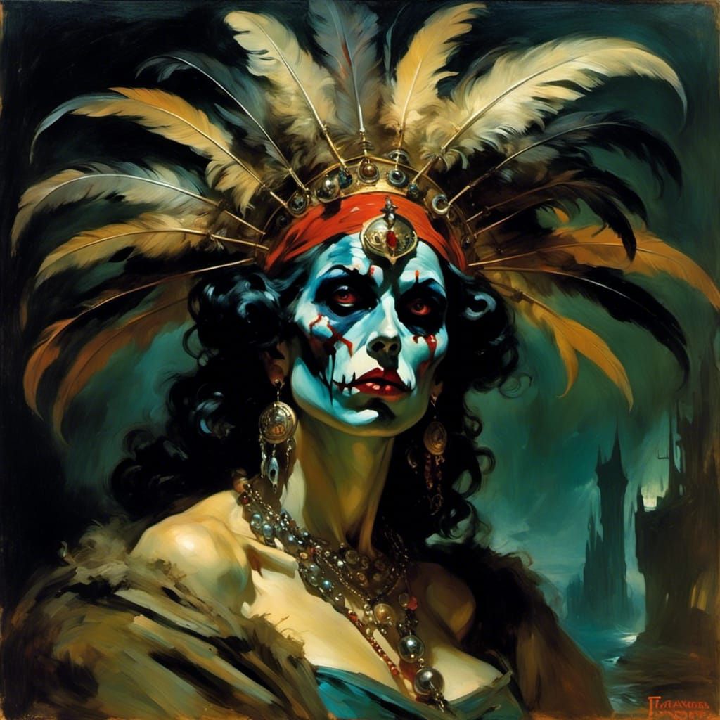 Creepy Voodoo Priestess with Macabre Staff