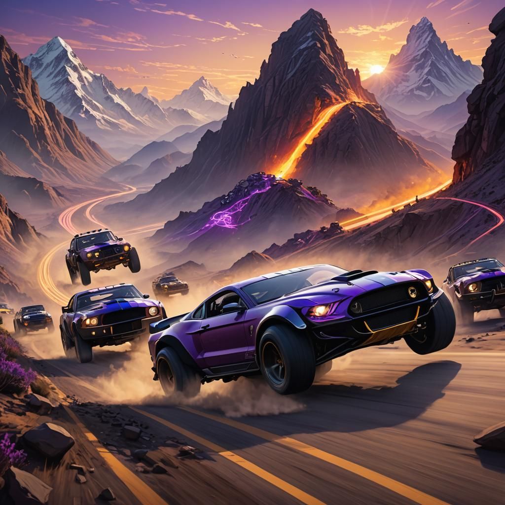 Nuclear Ford Shelby Cars Speeding on Himalayas Track