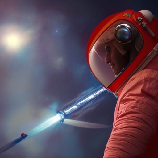 Astronaut with Knife in Spaceship: Digital Matte Painting