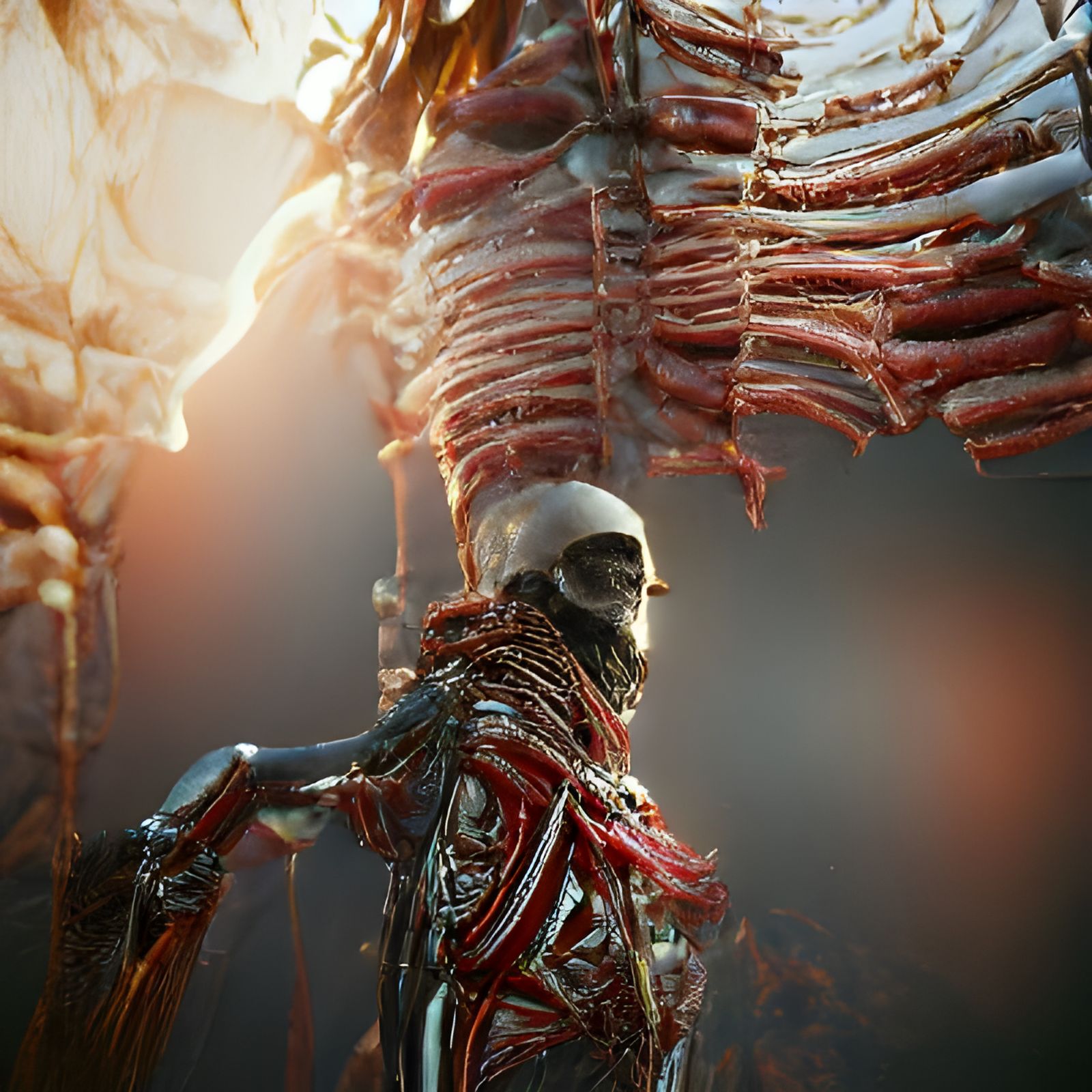 Surreal Skeleton Wrapped in a Meat Suit