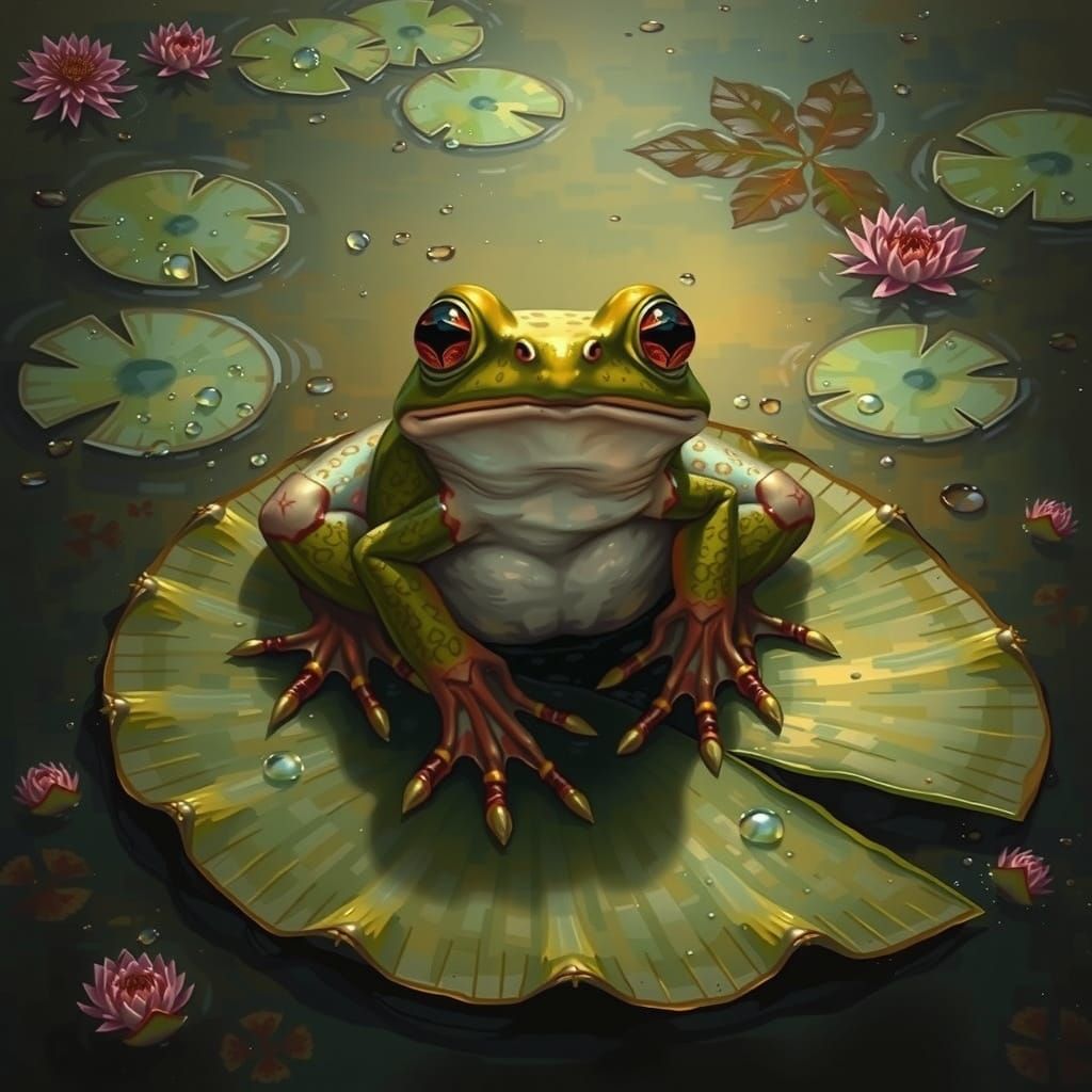 Frog on lily pad (2)