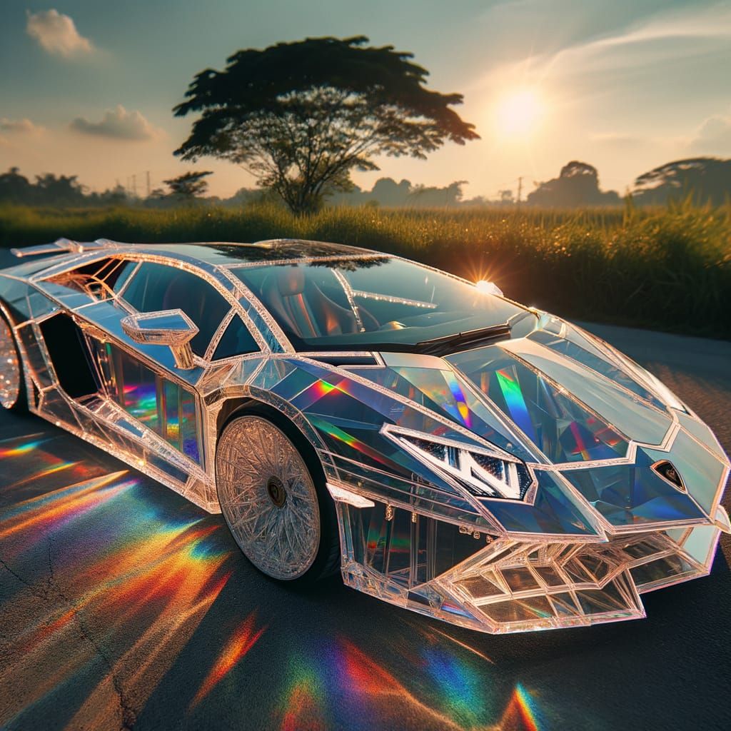 Prism Lamborghini Basking in Rainbow Sunlight