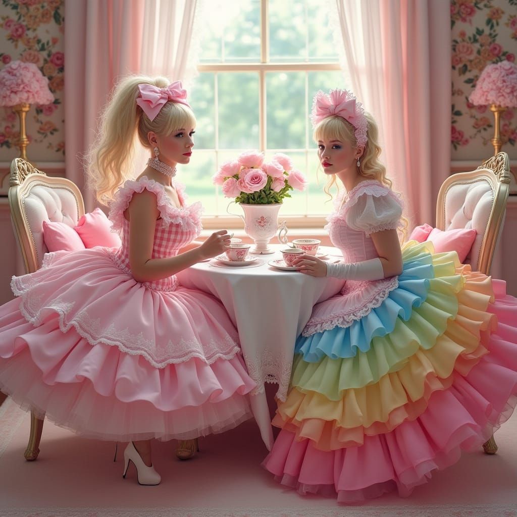 Whimsical Sissy Women Tea Party in Pastel Paradise