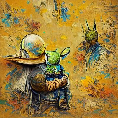 HD wallpaper The Mandalorian, Star Wars, Baby Yoda, fantasy art #film poster art Van Gogh Unreal Engine