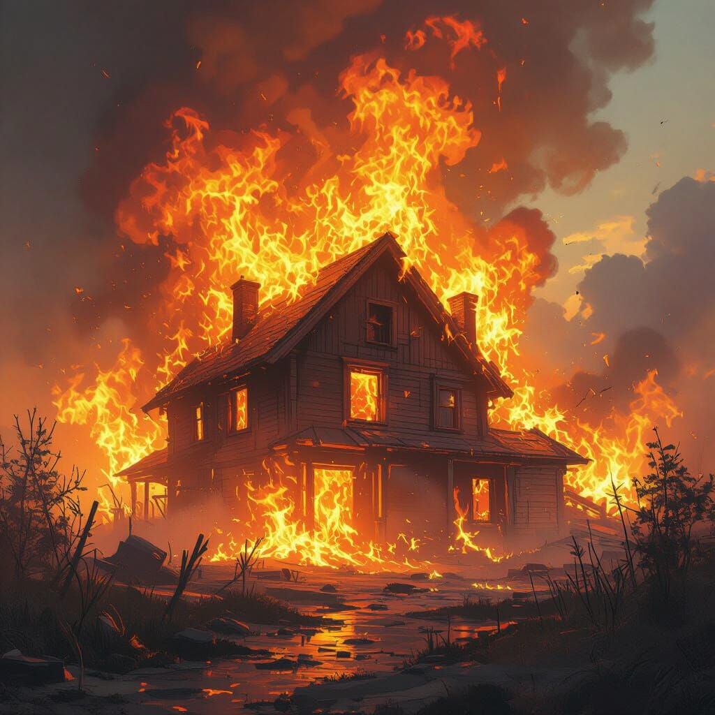 Blazing Inferno: Intense Flames Engulf Surroundings