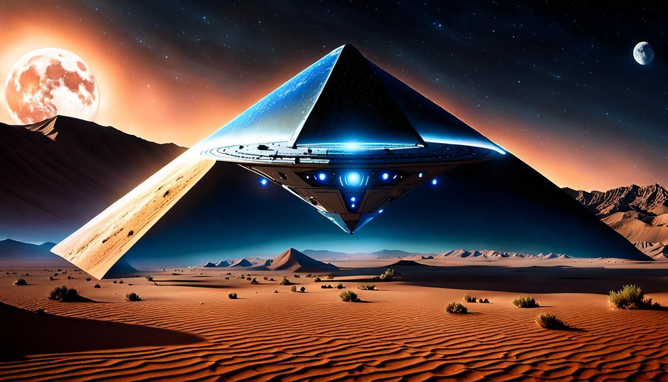 Pleiadian UFO Lands at Dusk: 8K Sci-Fi Render