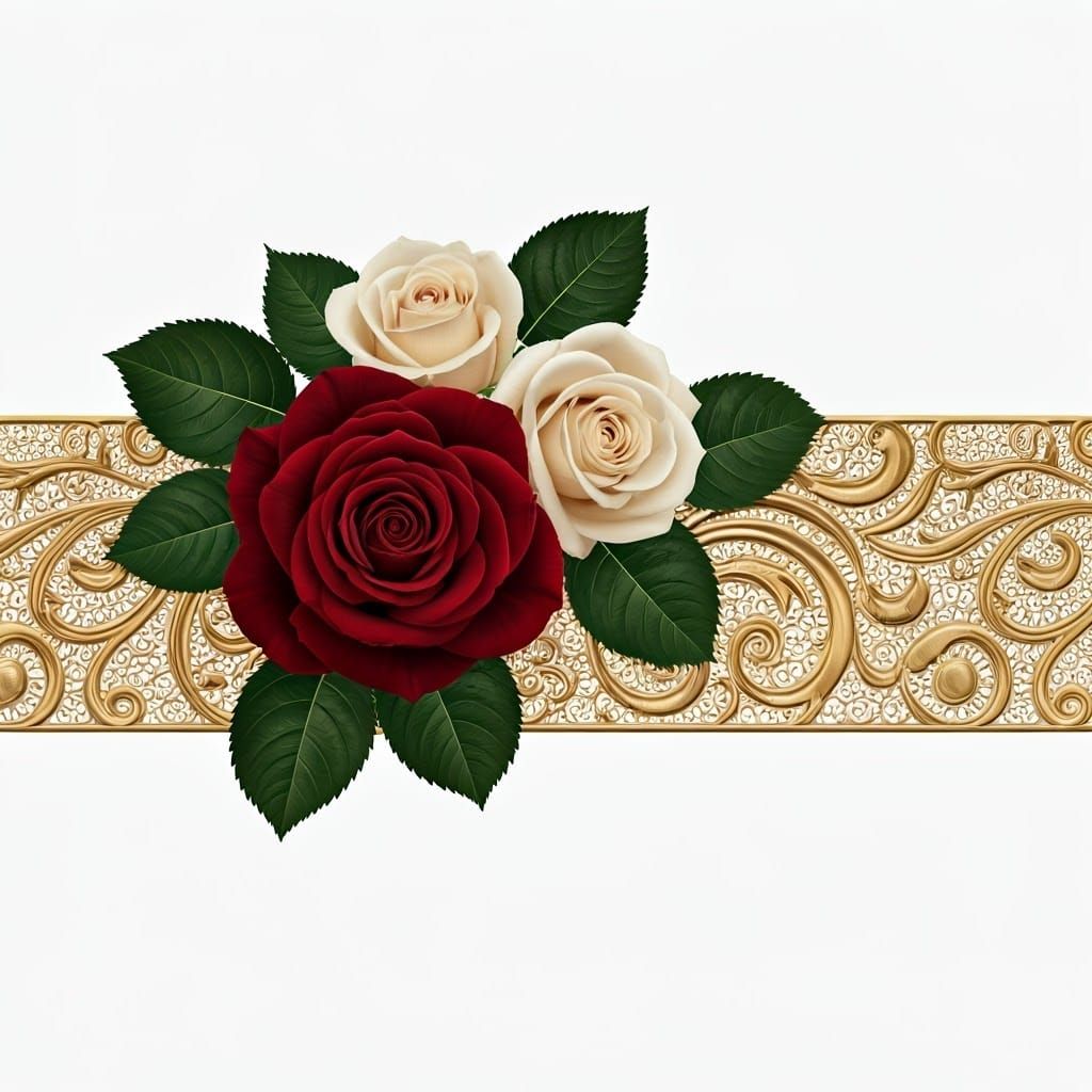 Luxurious Art Deco Golden Roses Embossed Decoration
