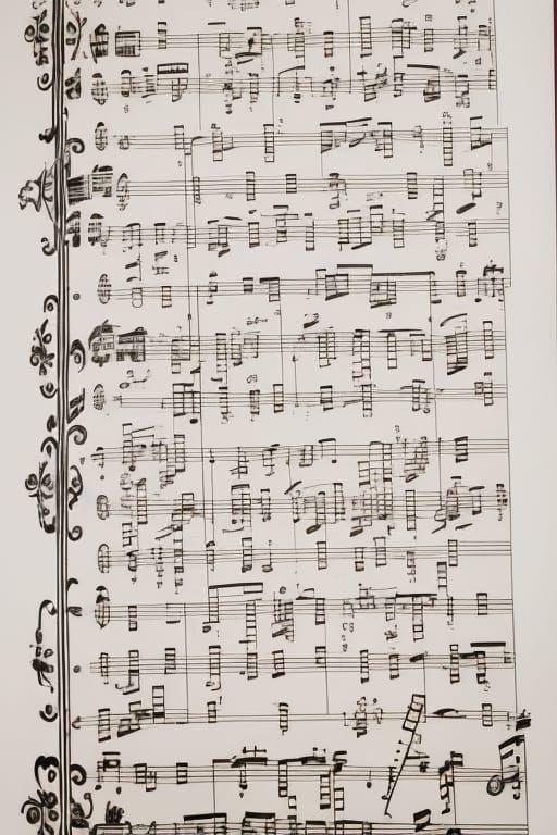 Black and White Musical Score Manuscript