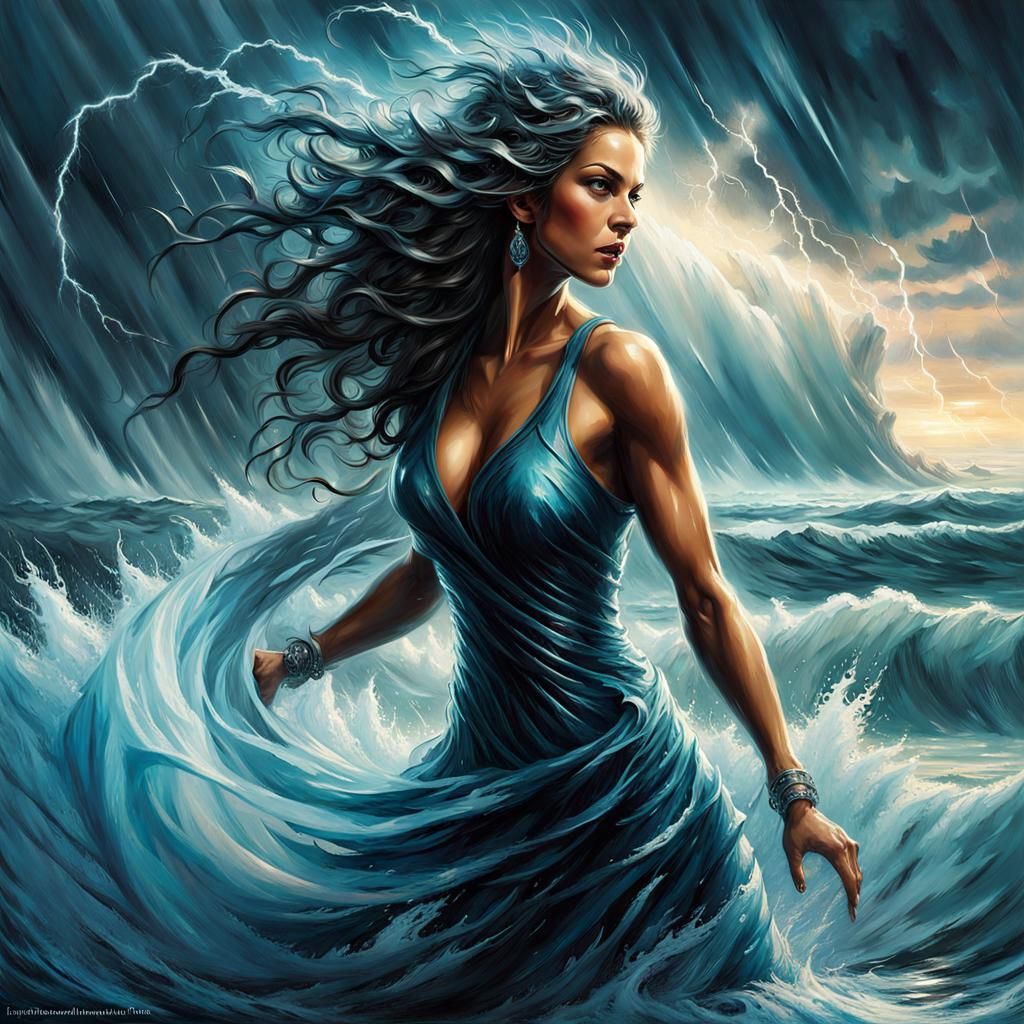 Powerful Water Monster Emerges from Stormy Ocean