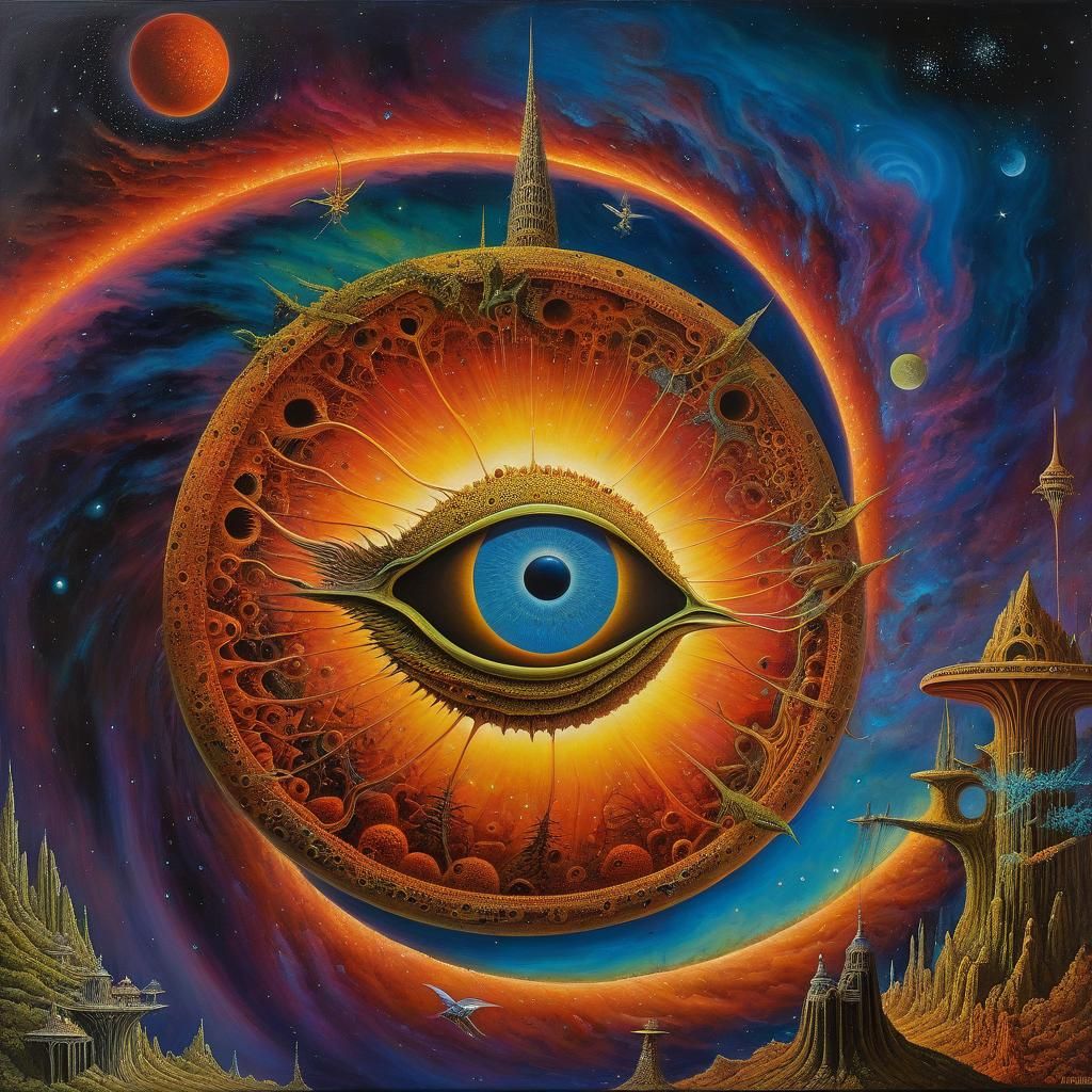 Surreal Cyberspace Fantasy Painting in Visionary Style