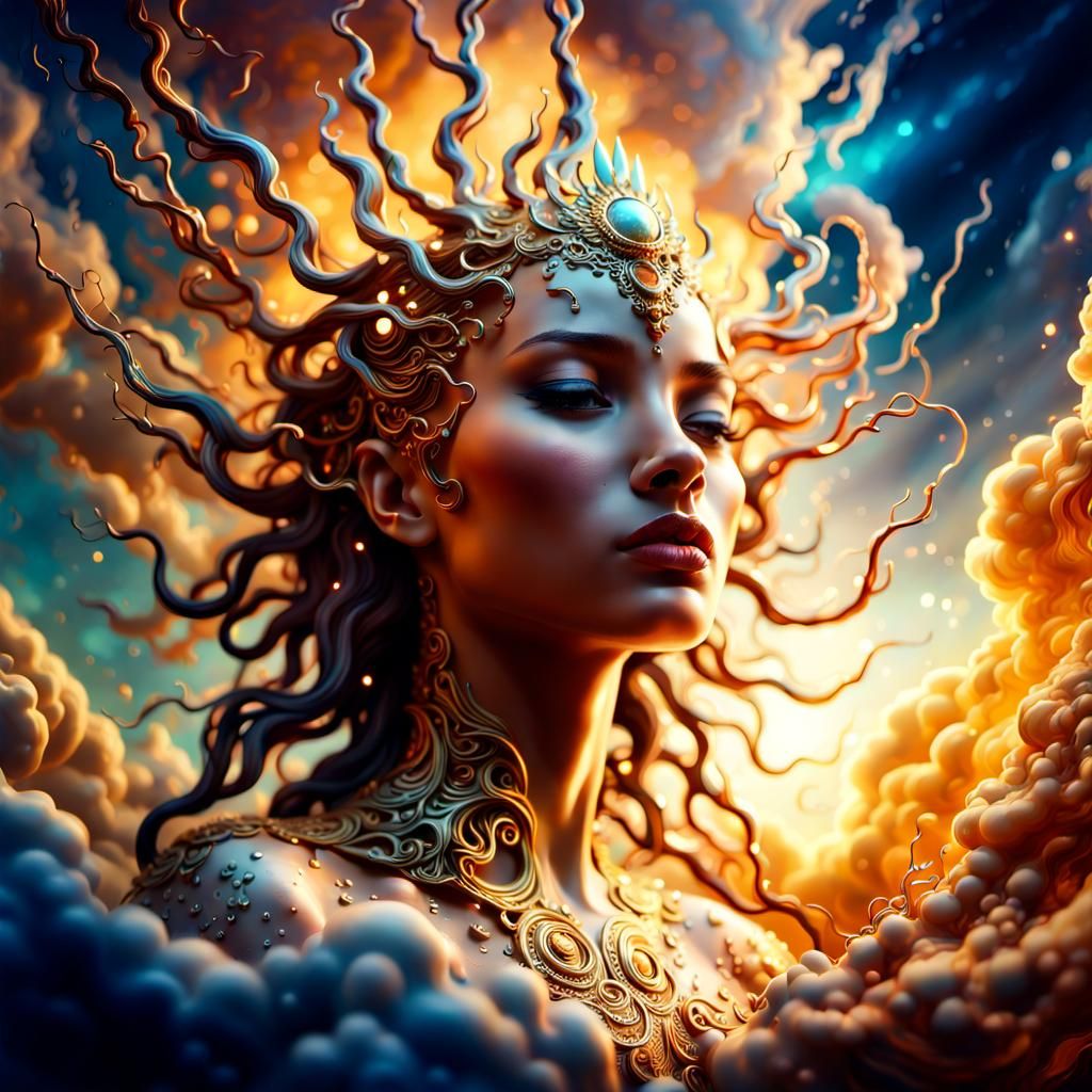 Mystical Being Embodies Elements in Surreal Concept Art