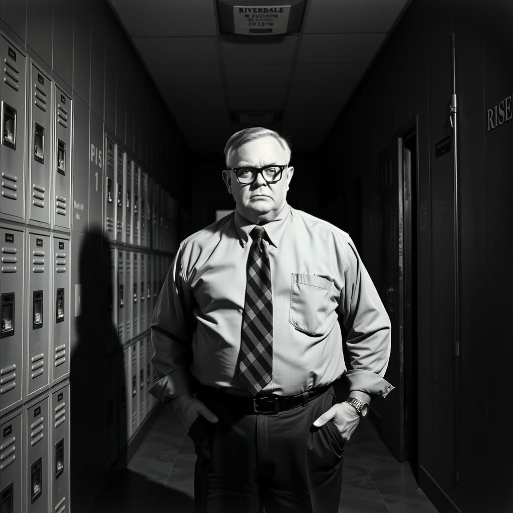 Principal Weatherbee in High-Contrast Black and White Photo