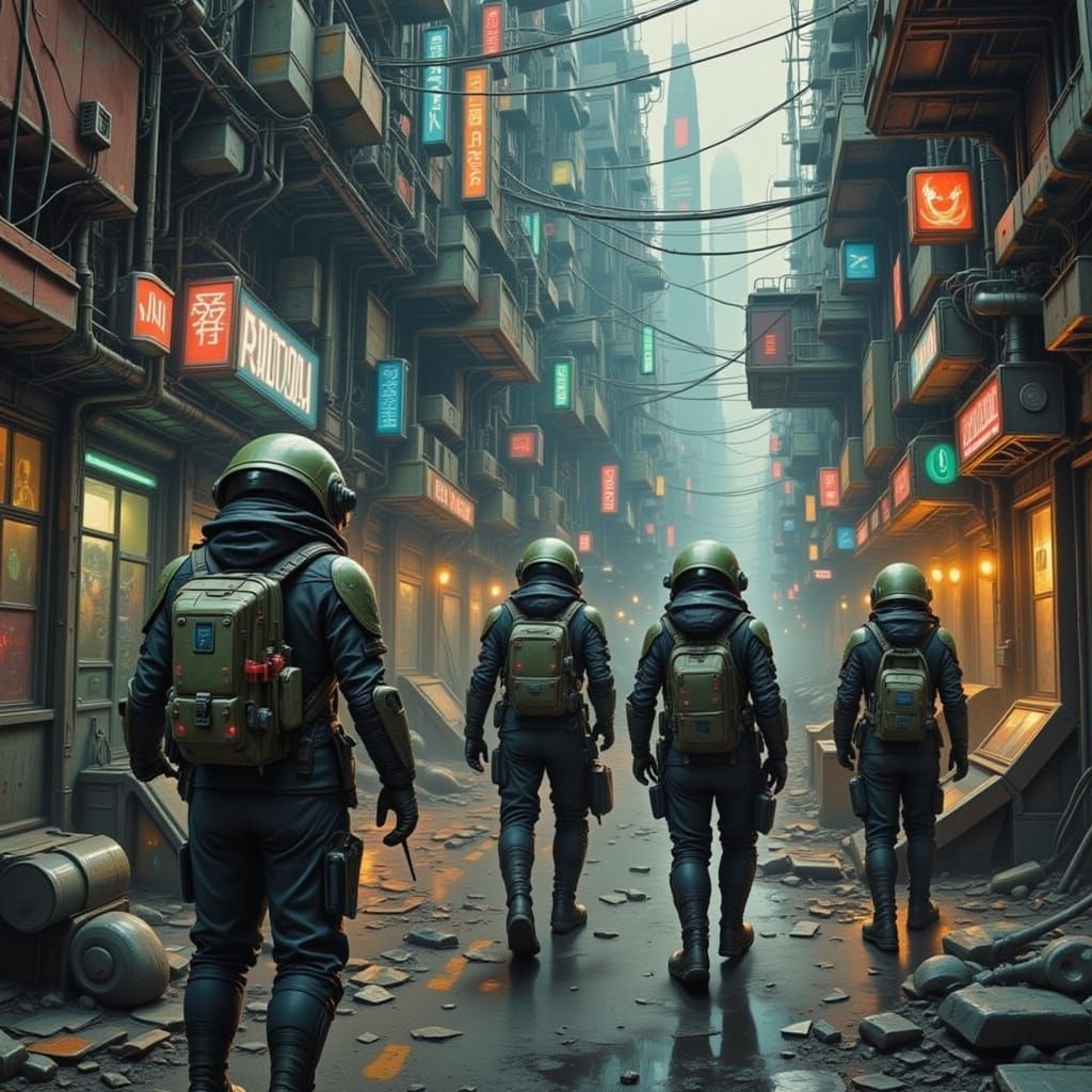 Alien Tourists Explore Dystopian City in Cyberpunk Style