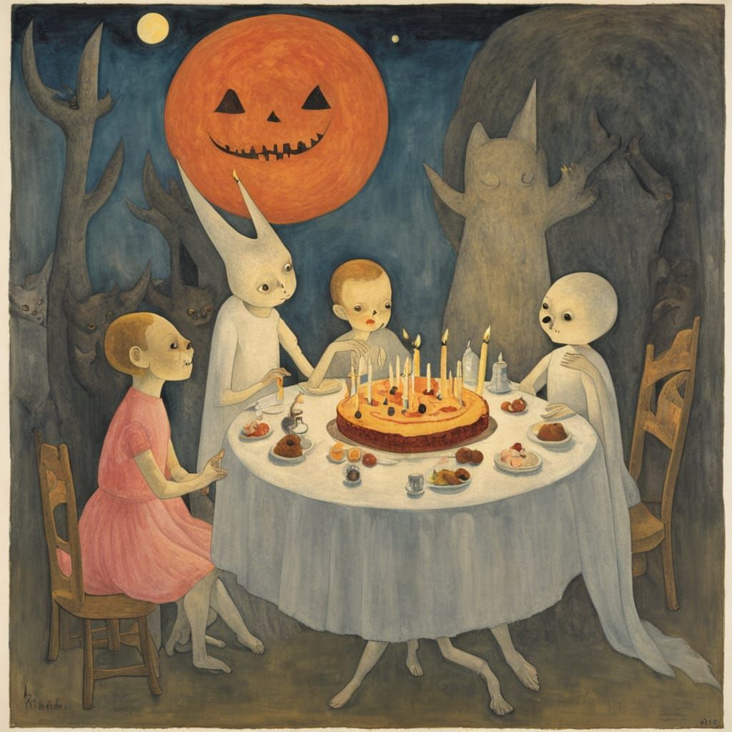 Spooky Birthday Party in Paul Klee Style