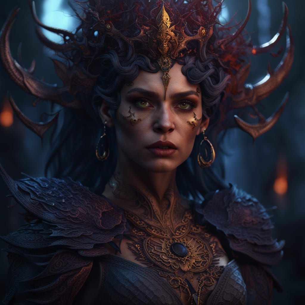 Fantastical Evil Woman: Detailed Matte Painting