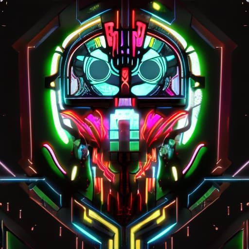 Cyberpunk Man: Bauhaus Poster with Stained Glass