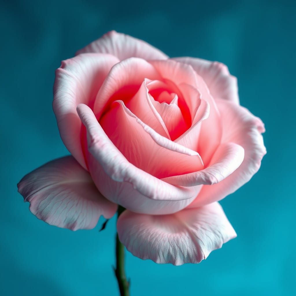 Baby Pink Roses Unfold in Mystical Turquoise Realm