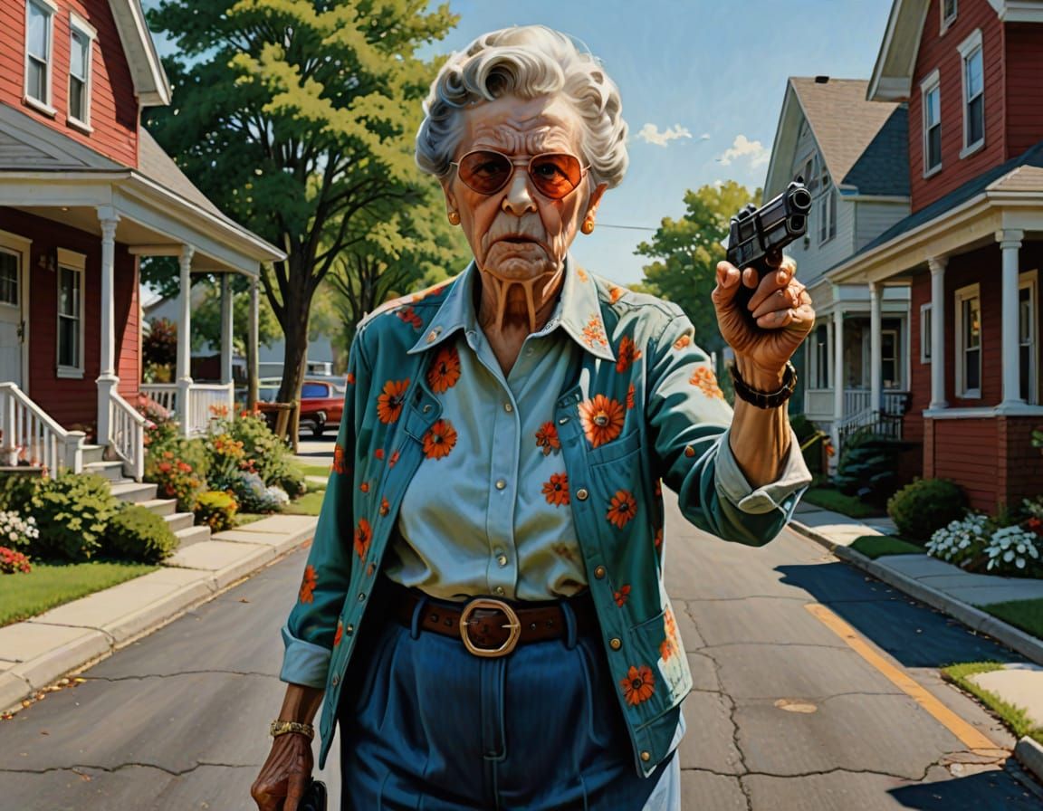 Angry Octogenarian in Rockwell Style