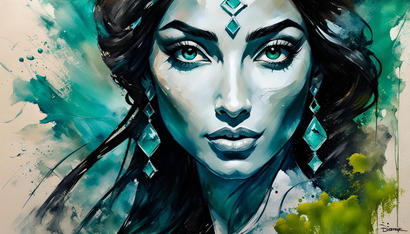 Stunning Princess Jasmine Portrait in Encaustic Style