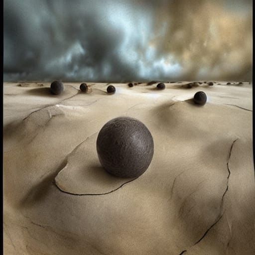 Surreal Desert Landscape with Melting Clocks