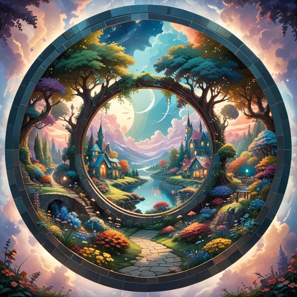 Geometric Designs Radiating from Mirrored Center