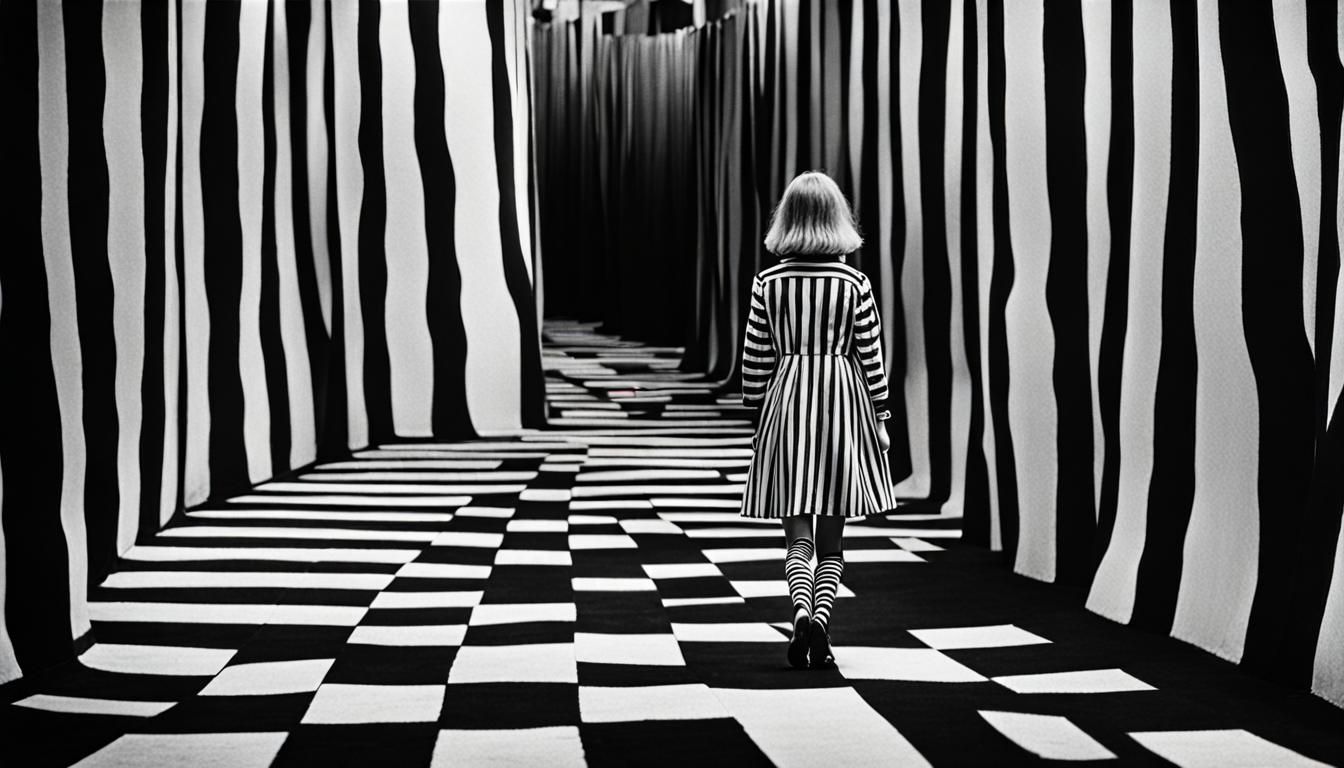 Detailed 60s iconic mod prisoner fashion monochrome photogra...