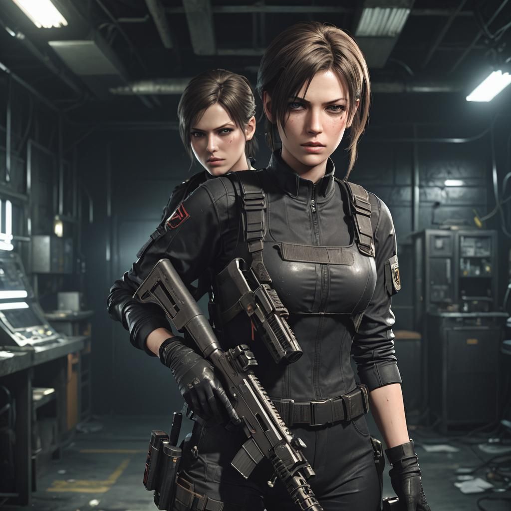 Sleek Female Assassin in Abandoned Laboratory