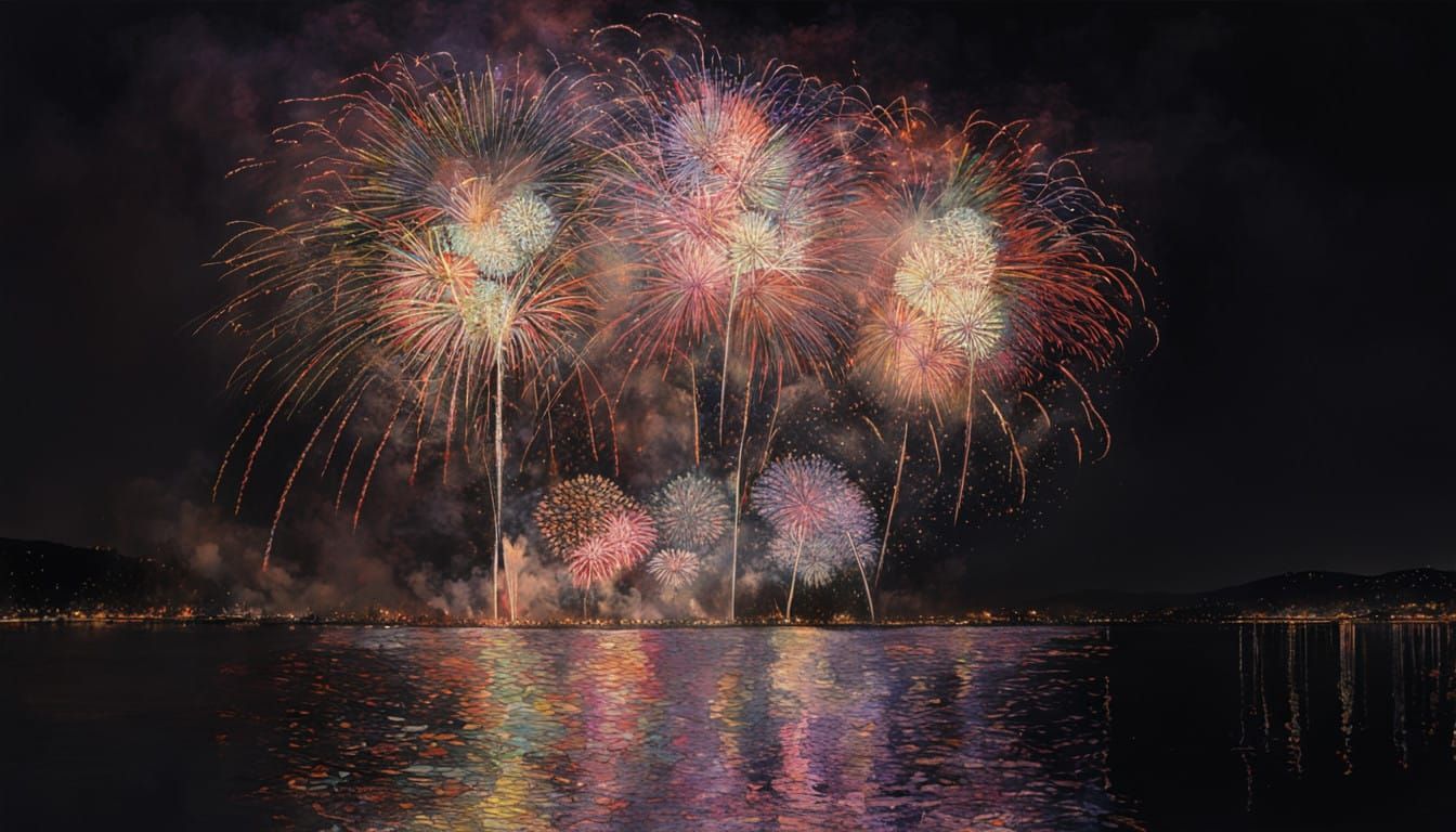 Vibrant Fireworks Erupt in a Kaleidoscope of Color