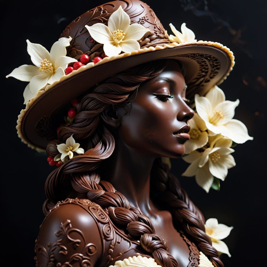 Dark Chocolate Female Profile with White Chocolate Hat