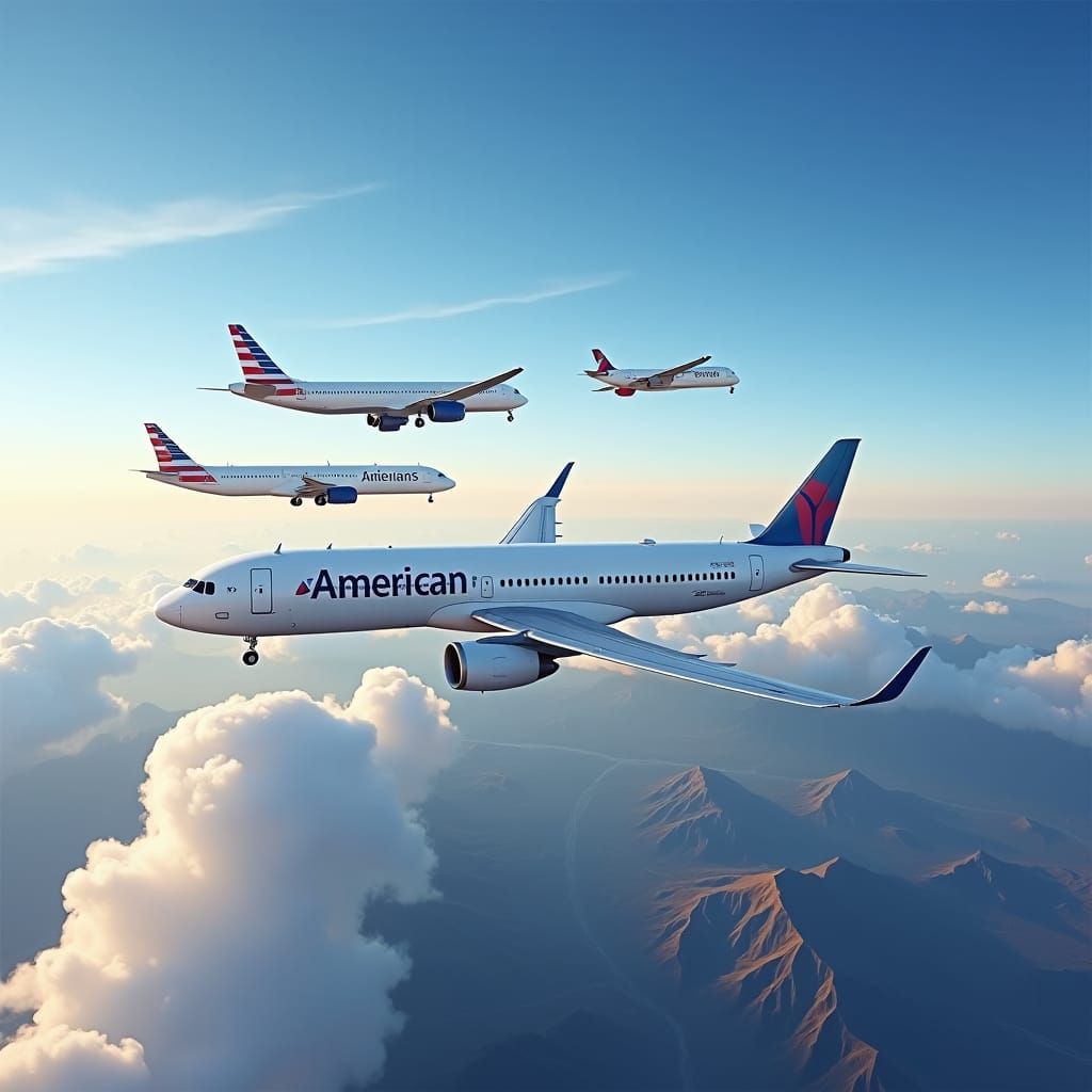 Planes Soaring in a Clear Sky with Soft Lighting