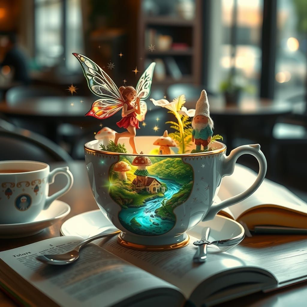 Miniature Fairy City in a Teacup