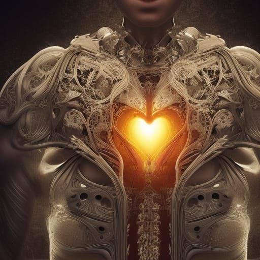 Dramatic Digital Painting of a Human Heart