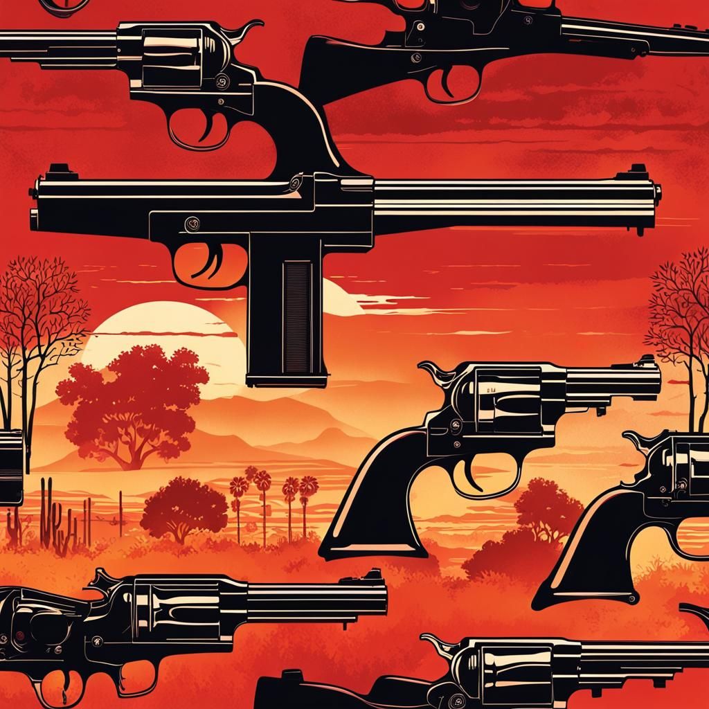 Western Gunslingers at Sunset: Vintage Movie Poster Art