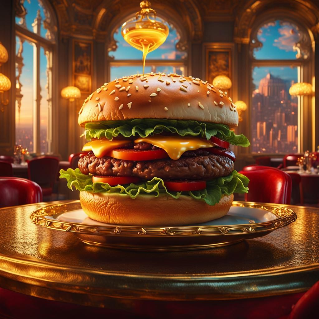 Hamburger in Italian Restaurant: Digital Matte Painting