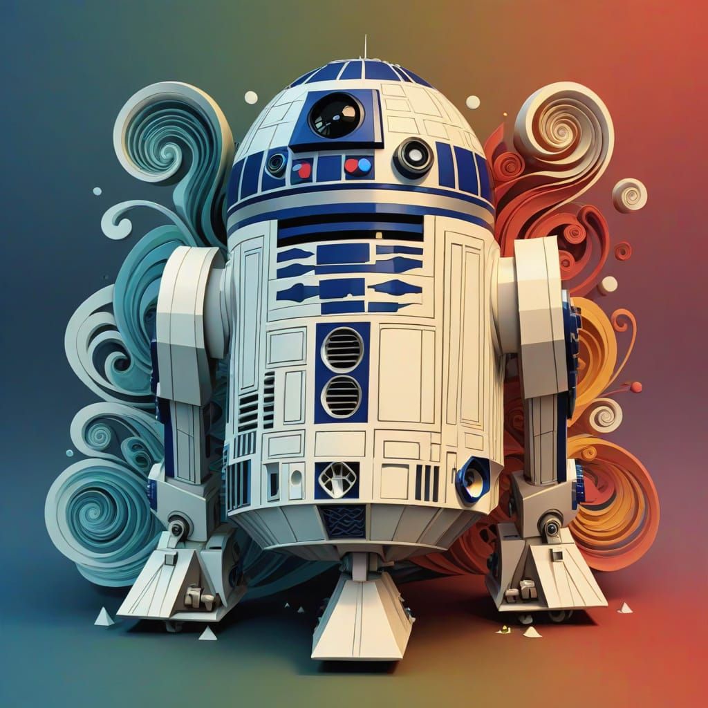 R2-D2 in Abstract Vector Fractal Style