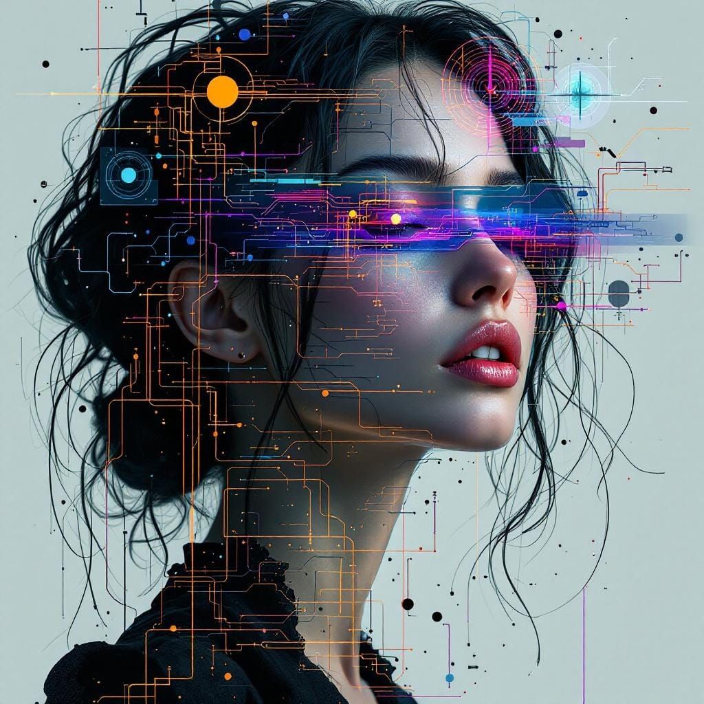 Distorted Portrait of a Beautiful Woman in Matte Painting St...