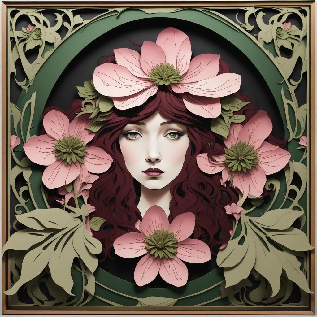 Art Nouveau Fairy in Hellebore Flowers, 8K