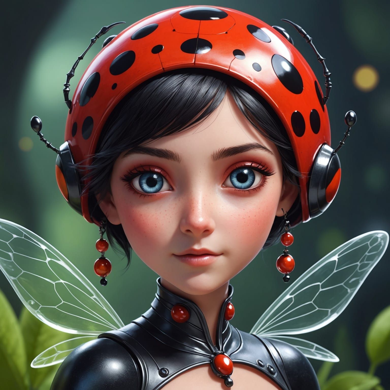 Ladybug-Fairy Hybrid with a Pearl-Like Glow