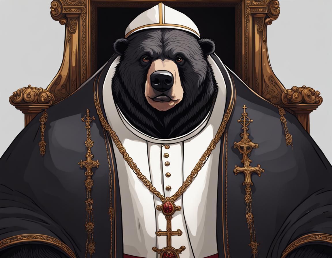 Dark Gothic Pope Obese Bear Portrait