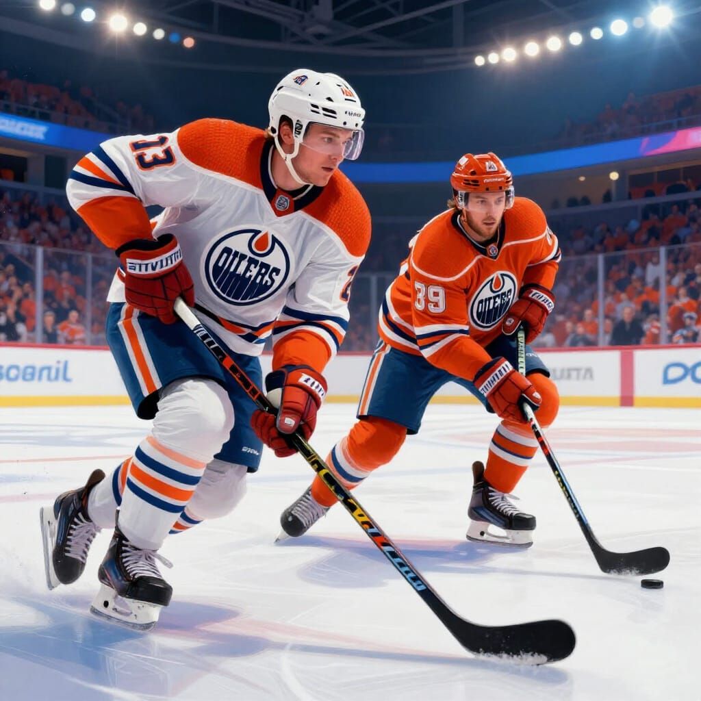 McDavid and Draisaitl in Energetic Oilers Arena Art