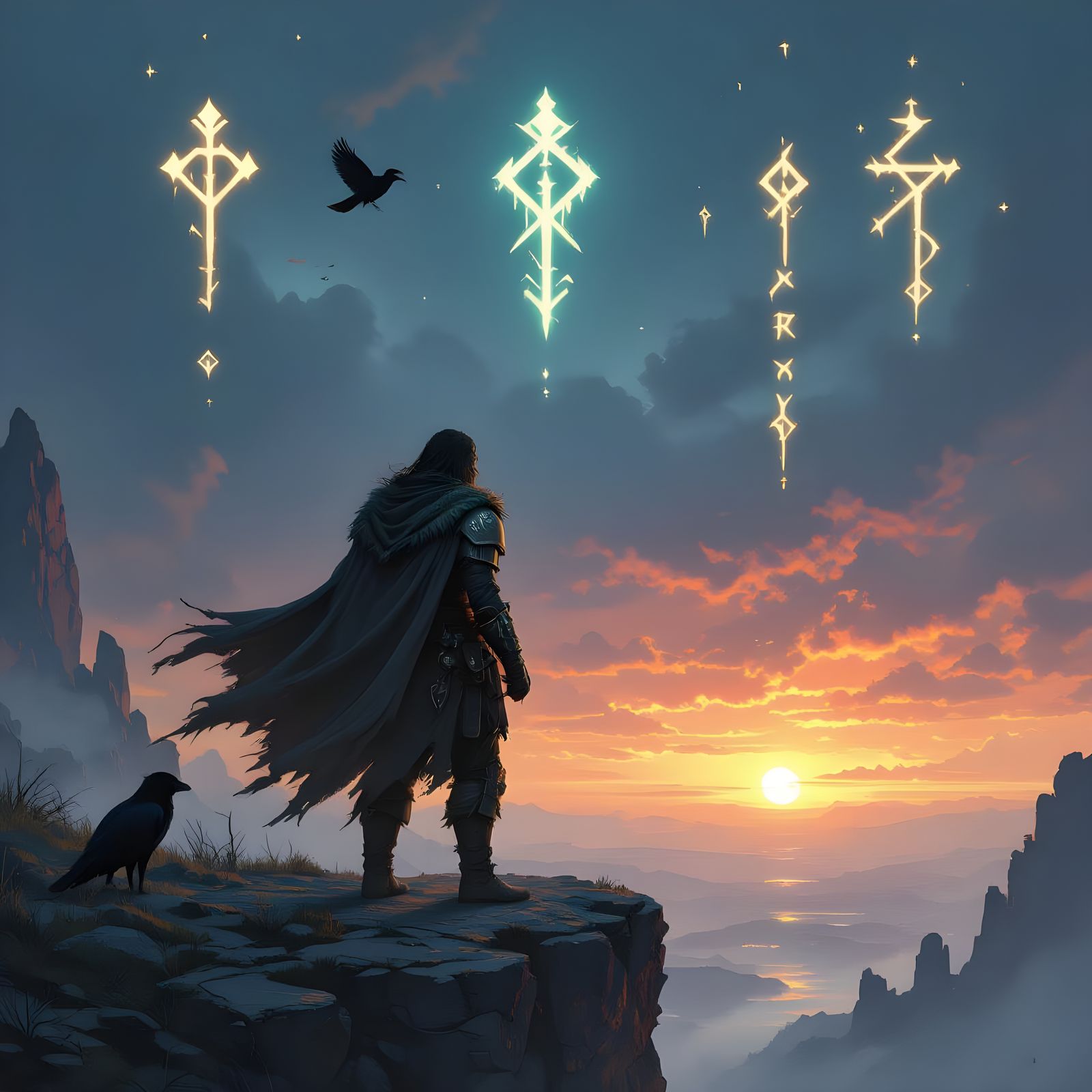 Epic Fantasy Warrior Between Two Worlds