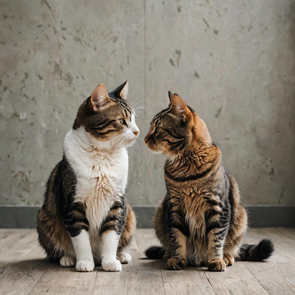 Two Cats Face to Face