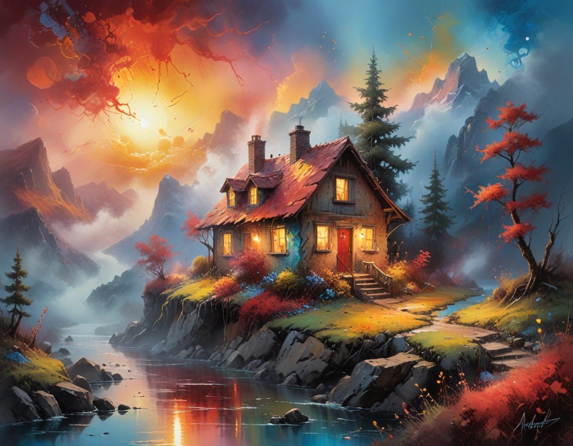 Ethereal Sunrise Valley in Vibrant Colors