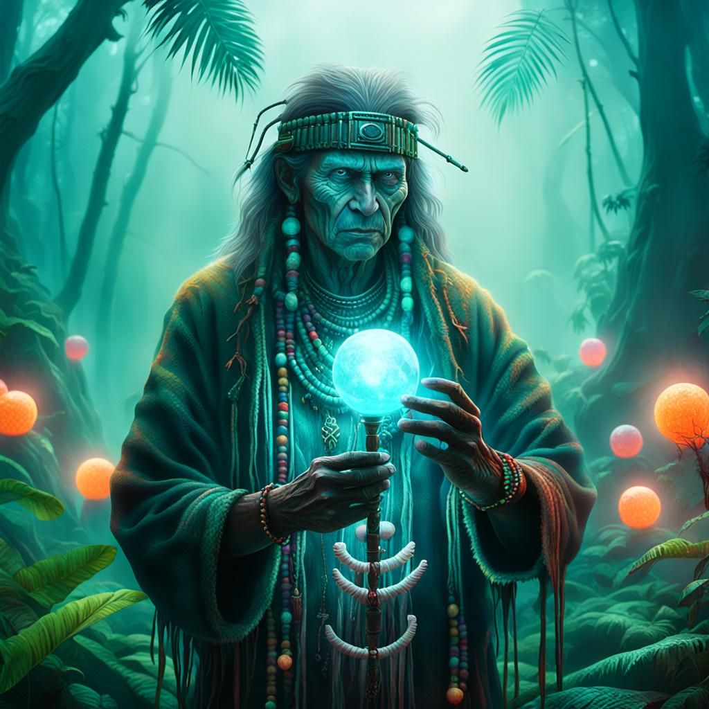 Psychedelic Jungle Shaman in Digital Matte Painting
