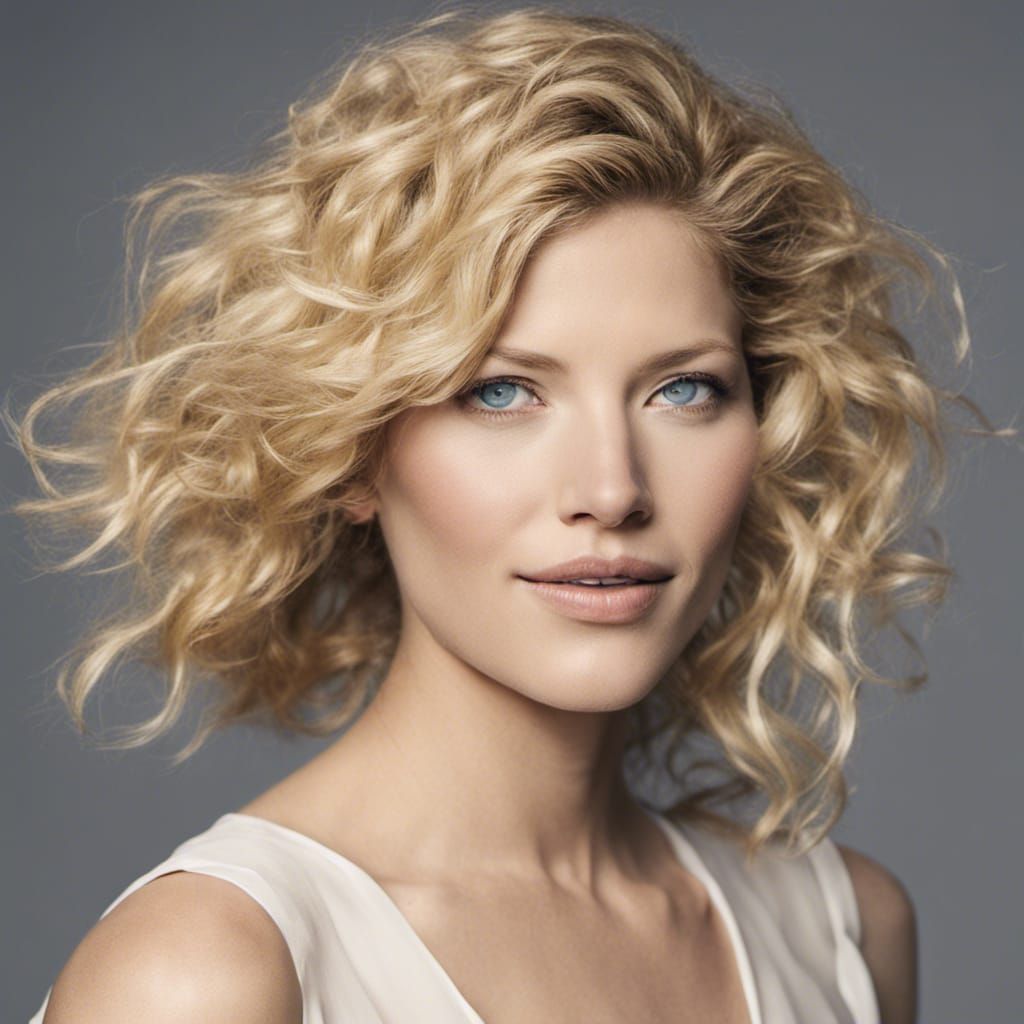 Katheryn Winnick Portrait with Short Curly Hair