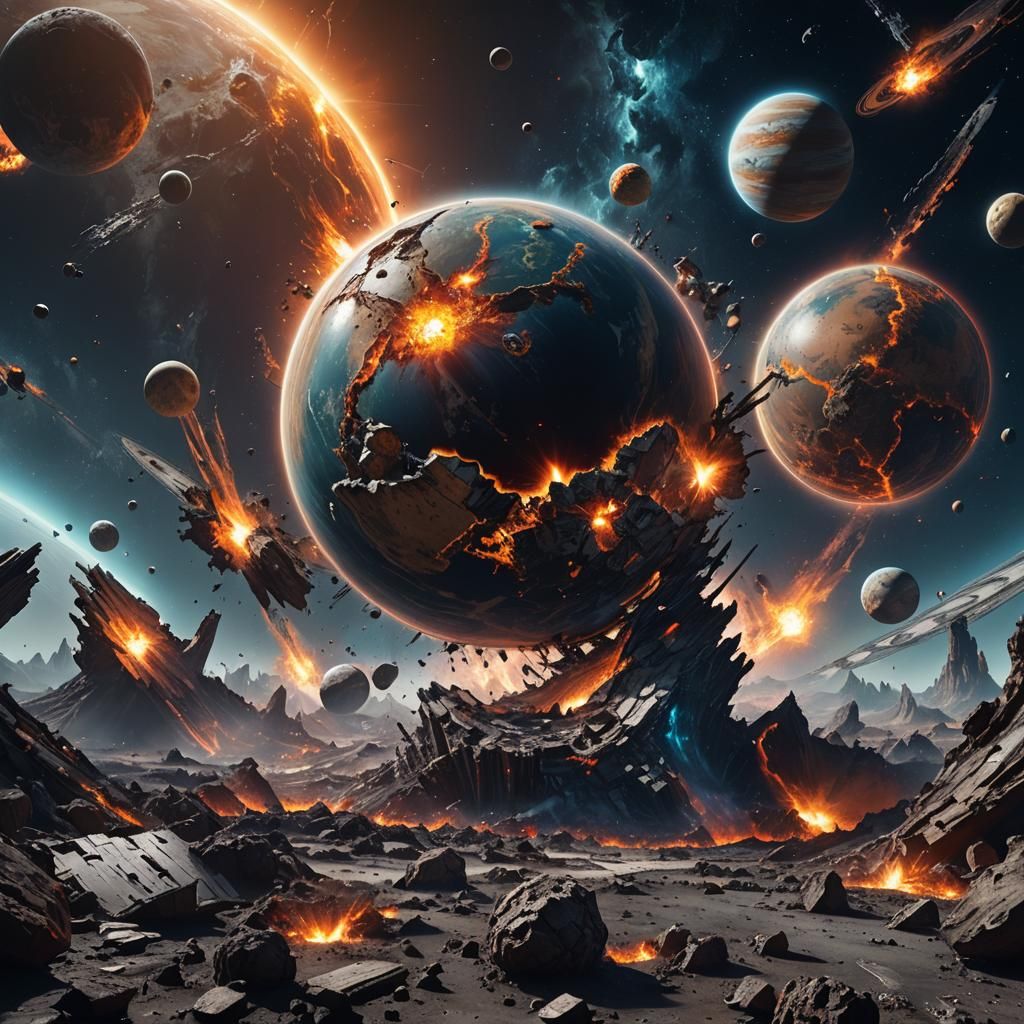 Hyper-Realistic Planet Destroyed in Space