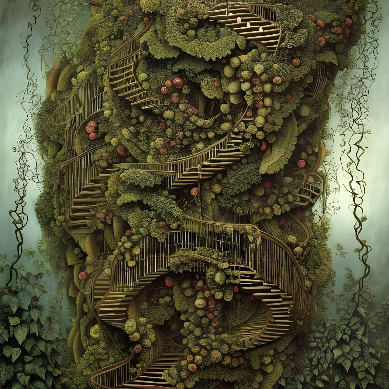 Arcane Vine Staircase in Escher Style